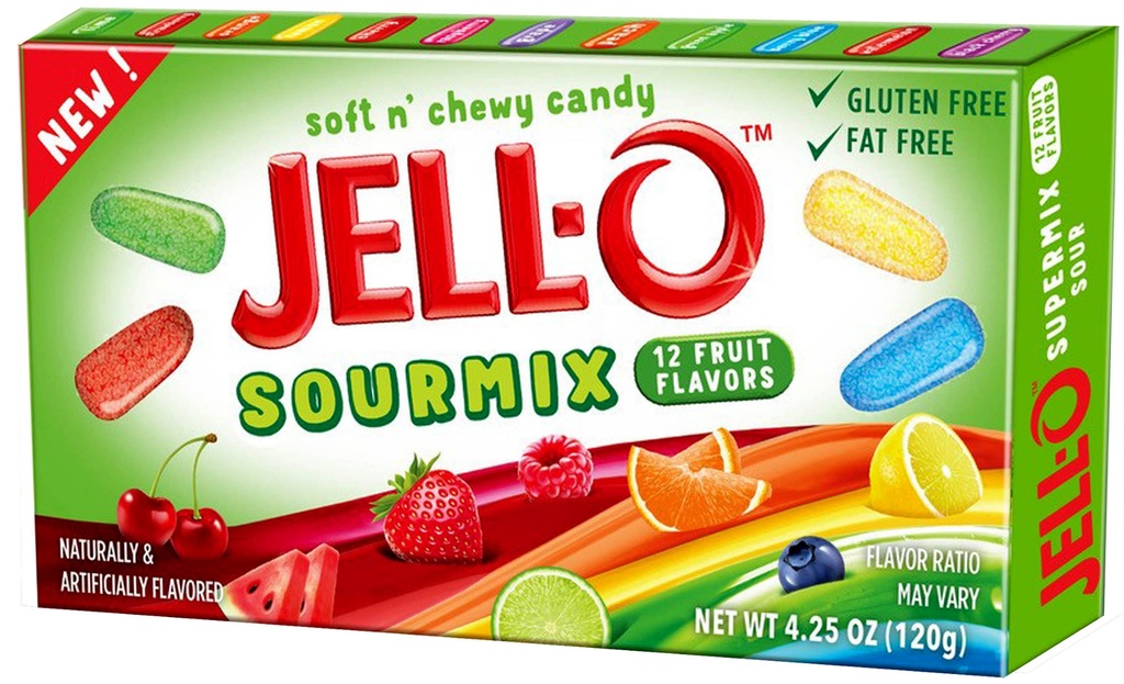 Jell-O Bonbons Assortis 120g -Sûrs(12 unités)