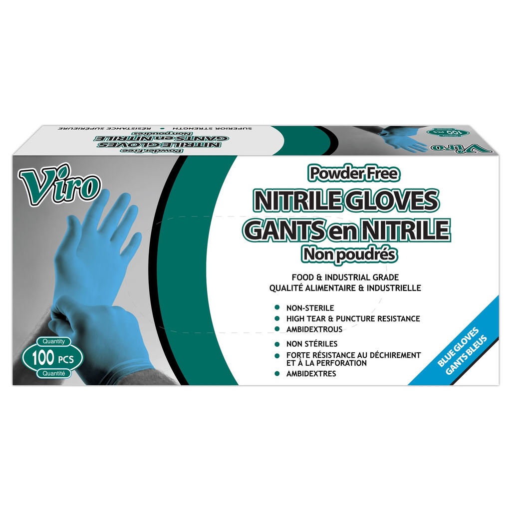 Viro Blue Nitrile Gloves Medium - Powder Free (10X100 units)