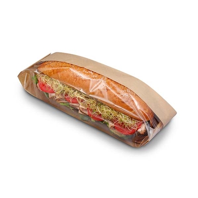 Sac Papier Sandwich 4.25''x2.75''x16.5'' Fenêtre- Kraft (500 unités)