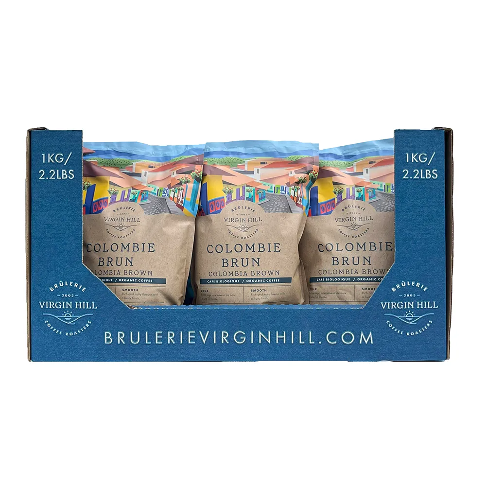 [B1ColBrG9] BVH Café Bio Colombie Brun 1kg Plateau - Grains (9 unités)