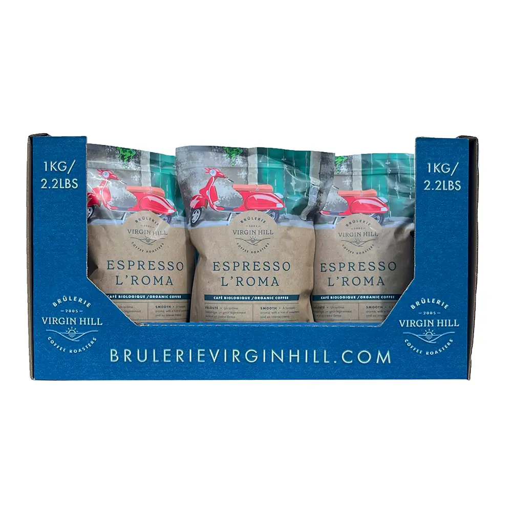 [B1ELRG9] BVH Biologique Espresso L'Roma 1kg Plateau - Grains (9 unités)