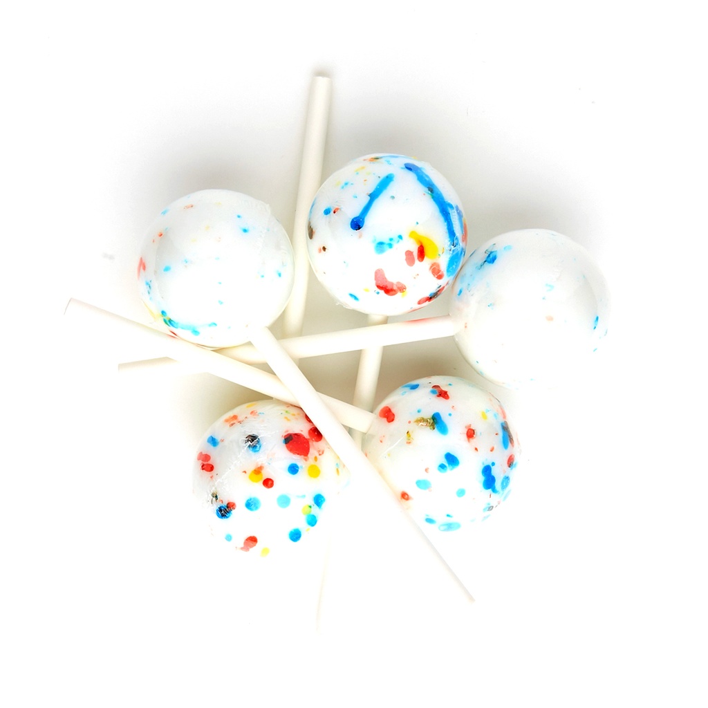 1 3/4" WHITE WITH SPECKLES / STICK Jawbreakers