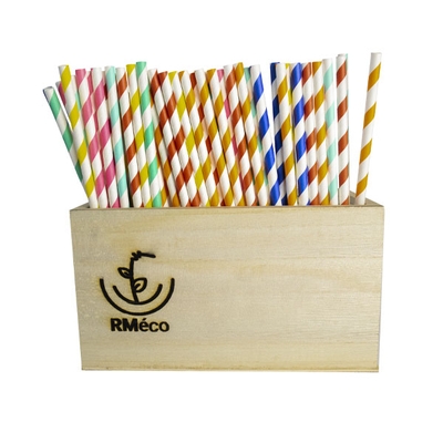 Non-beveled striped paper straw in various colors 10" (500 units)