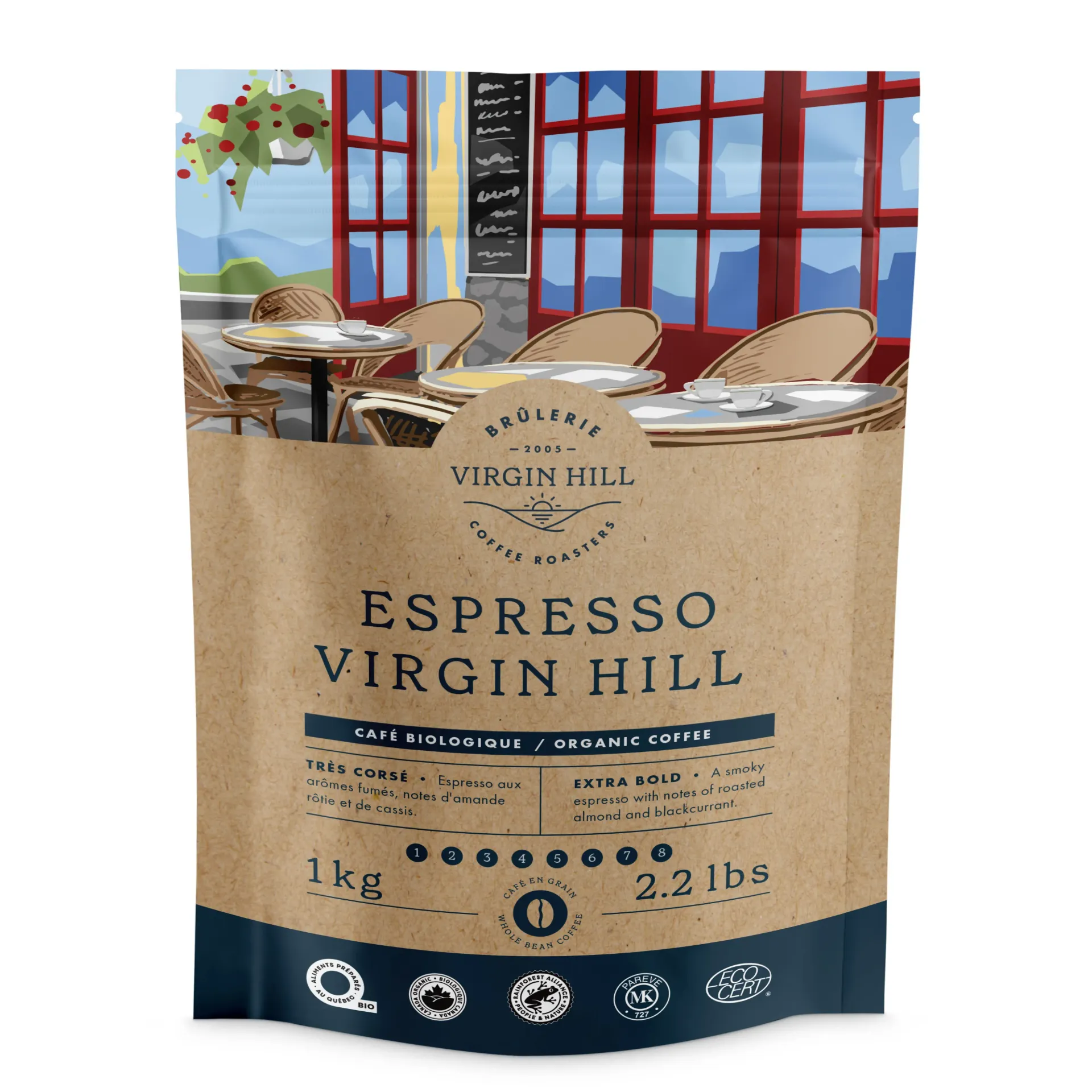 [B1EVHG4] BVH - Organic Espresso Virgin Hill 1kg - Beans (4 units)