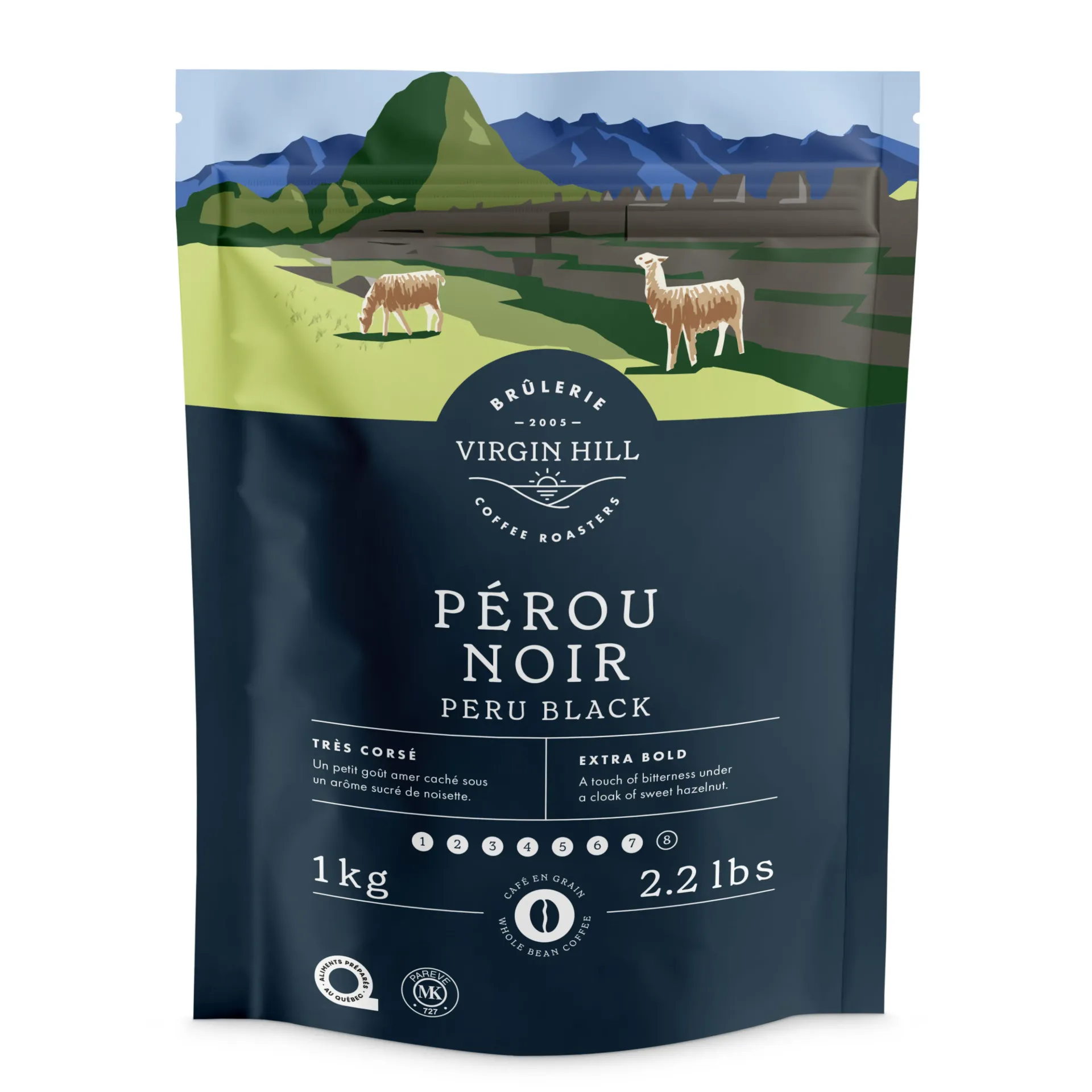 [R1PerNG4] BVH Pérou Noir 1kg - Grains (4 unités)