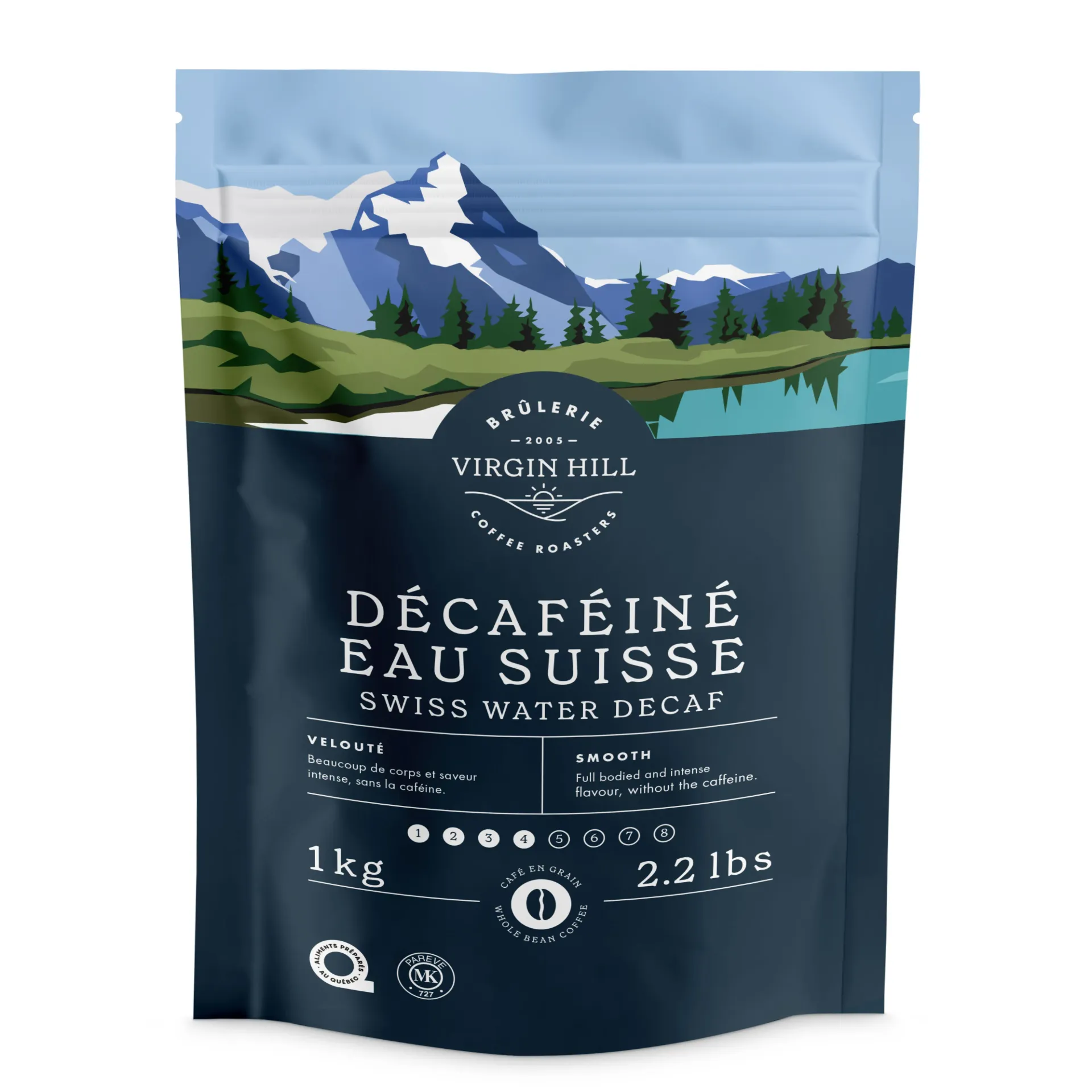 [R1DESG4] BVH Décaféiné Eau Suisse 1kg - Grains (4 unités)