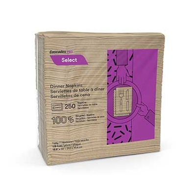 Serviette Papier "N055" Plié en 8 - 1 Pli -Naturel (12x250 unités)