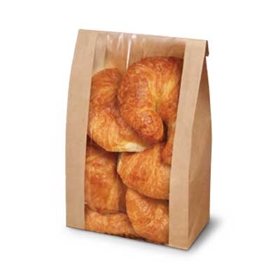 [1180120] Brown Paper Bag With Window 10lbs 7.25"x4"x13.5" - (500 units)
