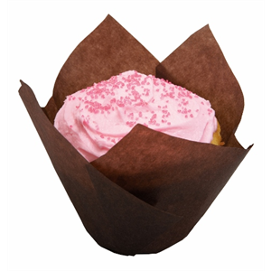 [SH131224] Muffin Baking Cup Tulip Flt 2.5m Choc SM-2x2x3.5" - (2000 units) 