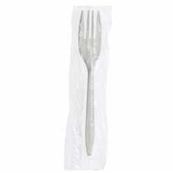 [7500392] Fourchette en plastique blanc - enveloppé (1000 unités)