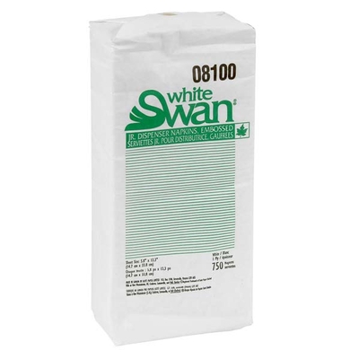 [7514190] Serviette Junior en Papier Blanc - 1 Pli-White Swan (12x750 unités)
