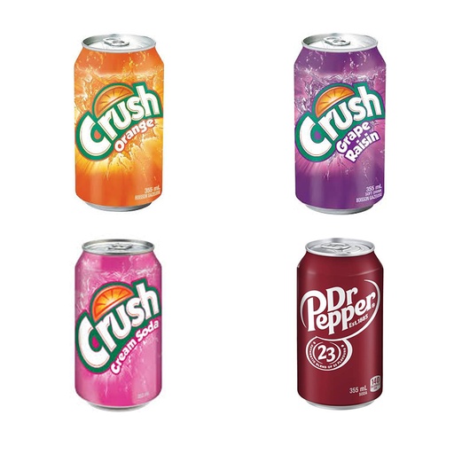 [320272 ,liqueur] Crush Liqueurs Assorties 355mL - Canettes (24 unités)