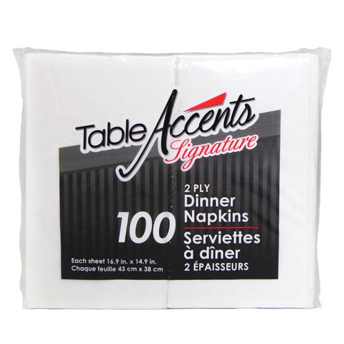 [3348022]  Serviettes Dîner 16.9"x14.9" plié 8 - 2 Épaisseurs (24x100unités)