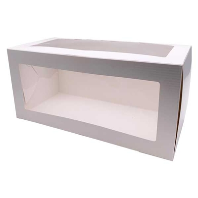 [7235512] BOÎTE À BÛCHE BLANC SATINÉ AVEC 2 FENÊTRES 5,5"x5,5"x12" (50 un)