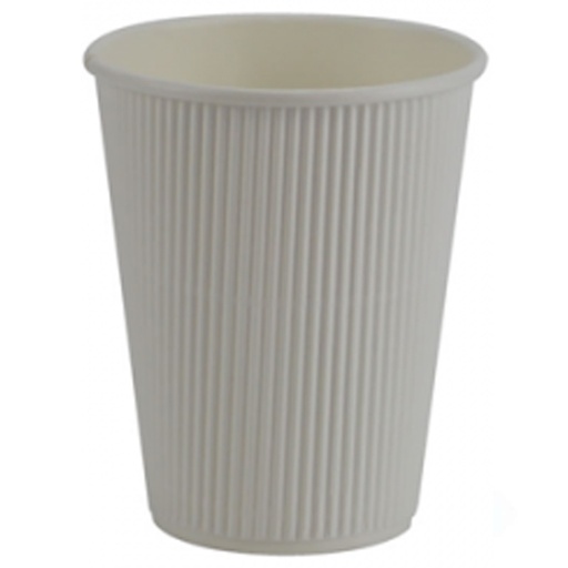 [CUP1R12W-PR] Ripple Cup White For Hot Drinks 12oz - Paper (500 units)